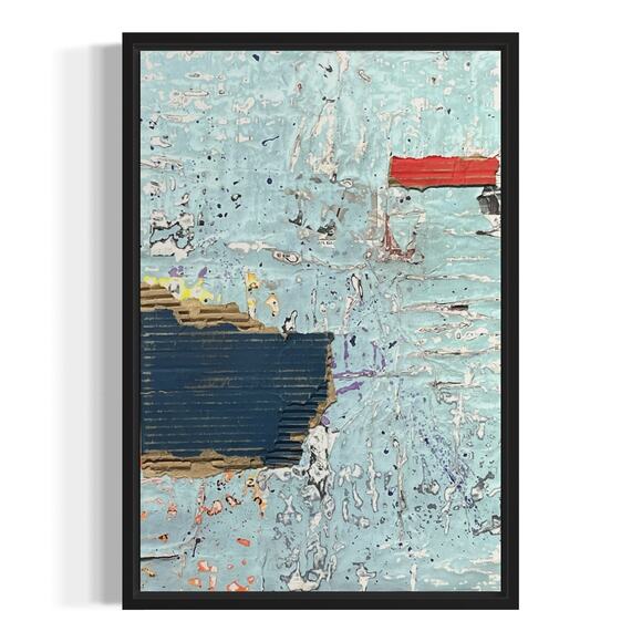 Original Framed Mixed Media Modern Art Collage Painting 12x18 